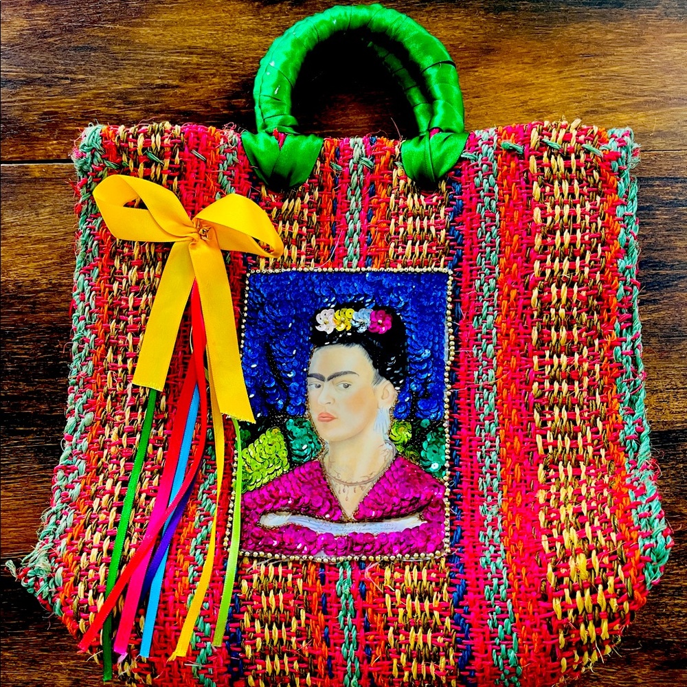 One of a kind hand woven in Mexico FRIDA handbag. This is an art piece.